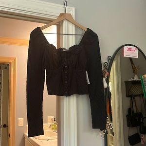 Black Long Sleeve Free People cropped top